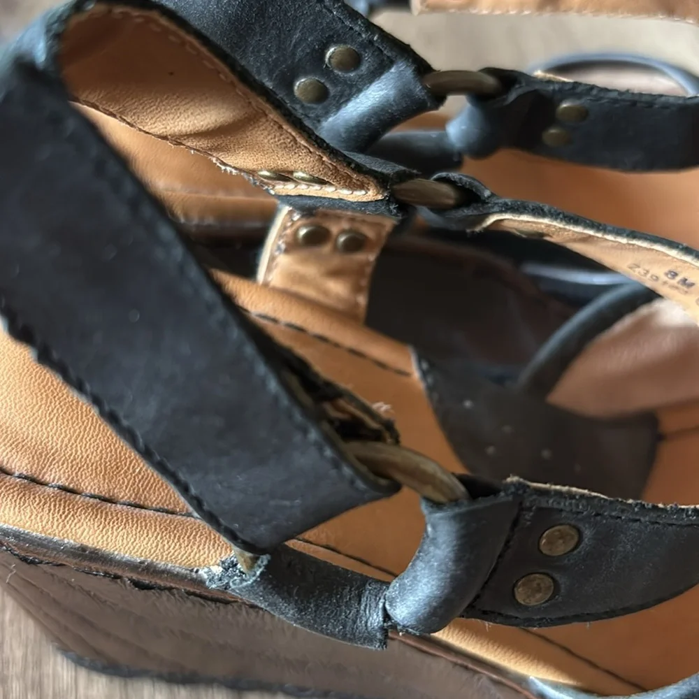 BOC Black Leather Wedge Clogs - Picture 5 of 9